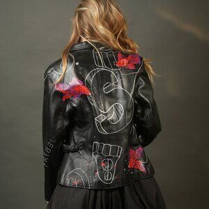 Vintage Leather Jacket, "Aquatica", SPARK + REBEL - Size M